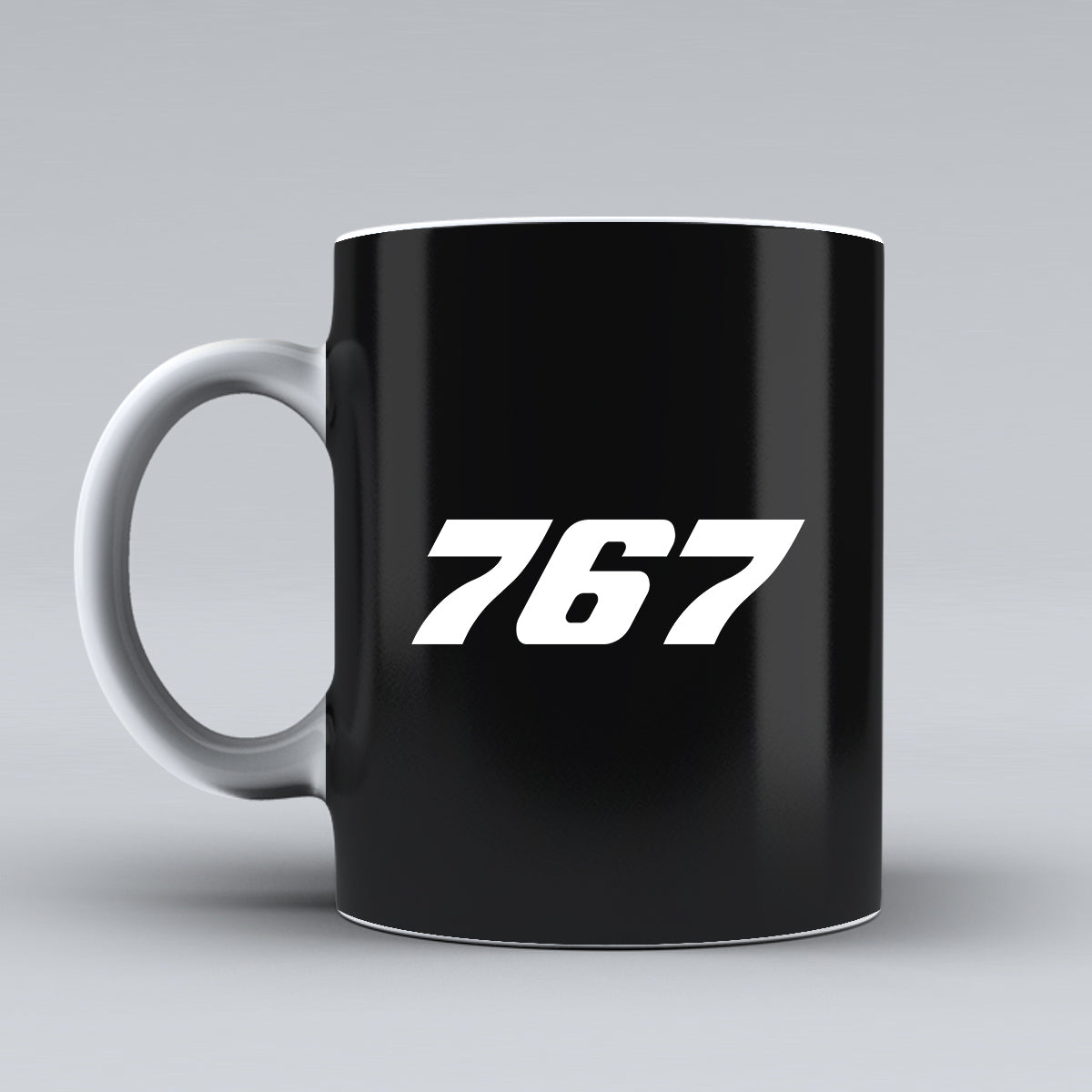 767 Flat Text Designed Ceramic White Mugs