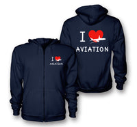 Thumbnail for I Love Aviation Designed Zipped Hoodies