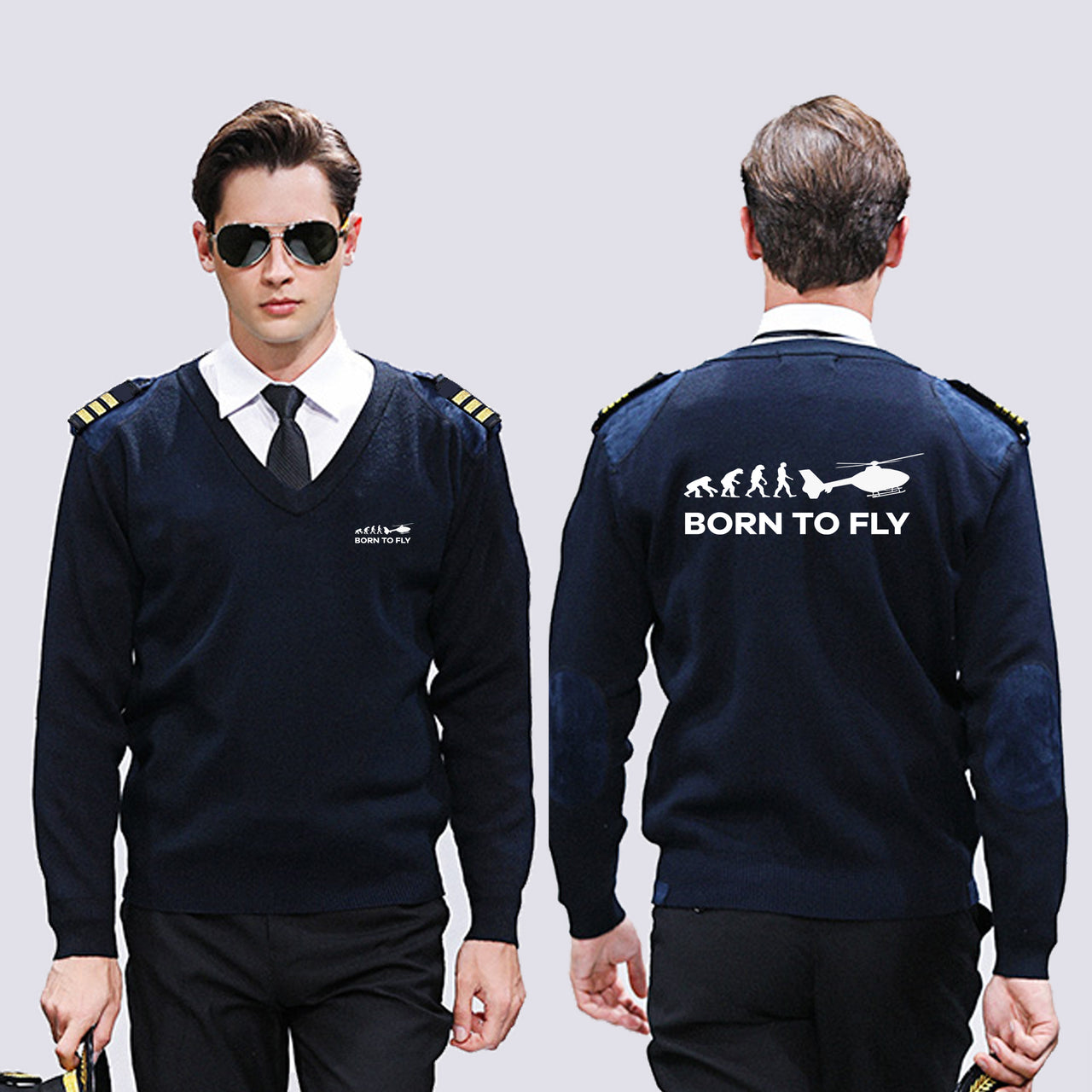 Born To Fly Helicopter Designed Wool Pilot Sweaters