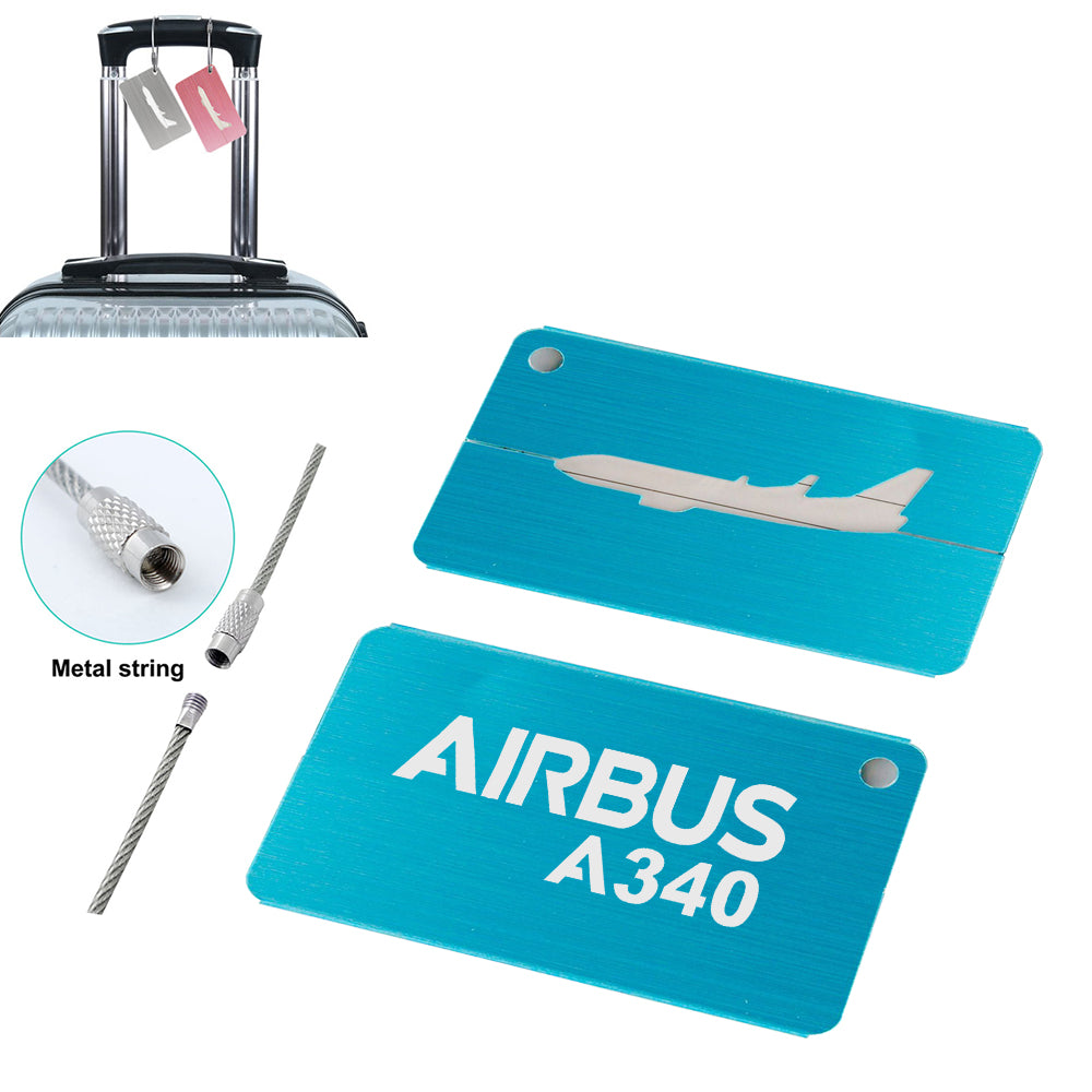 Airbus A340 & Text Designed Aluminum Airplane Luggage Tags