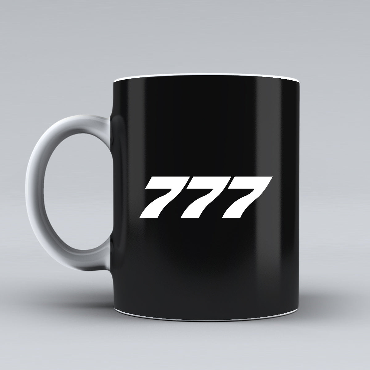 777 Flat Text Designed Ceramic White Mugs