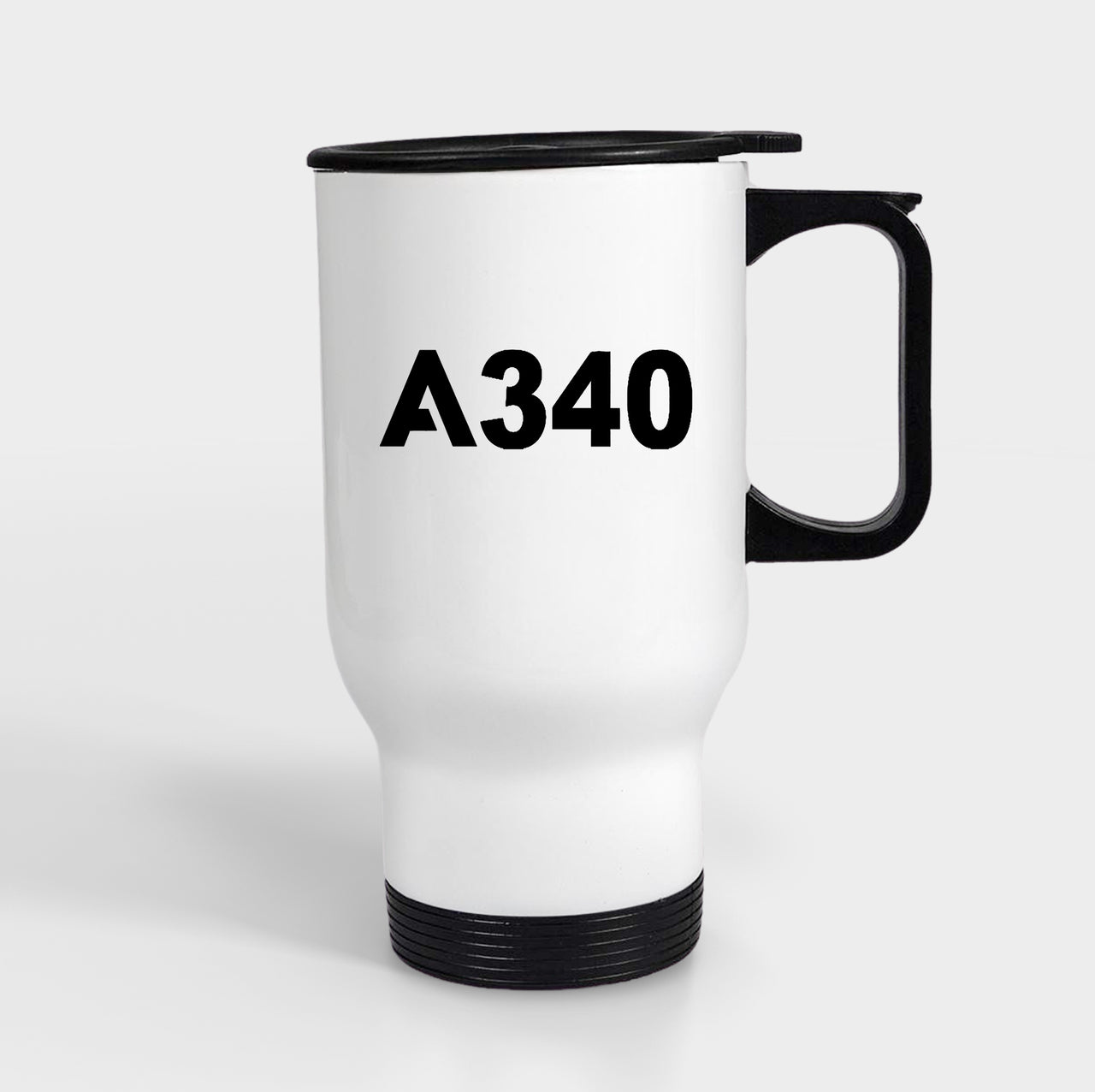 A340 Flat Text Designed Travel Mugs (With Holder)