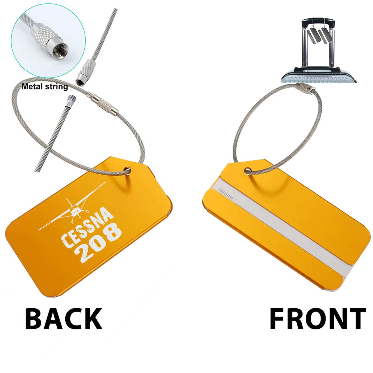 Cessna 208 & Plane Designed Fashion Metal Luggage Tags