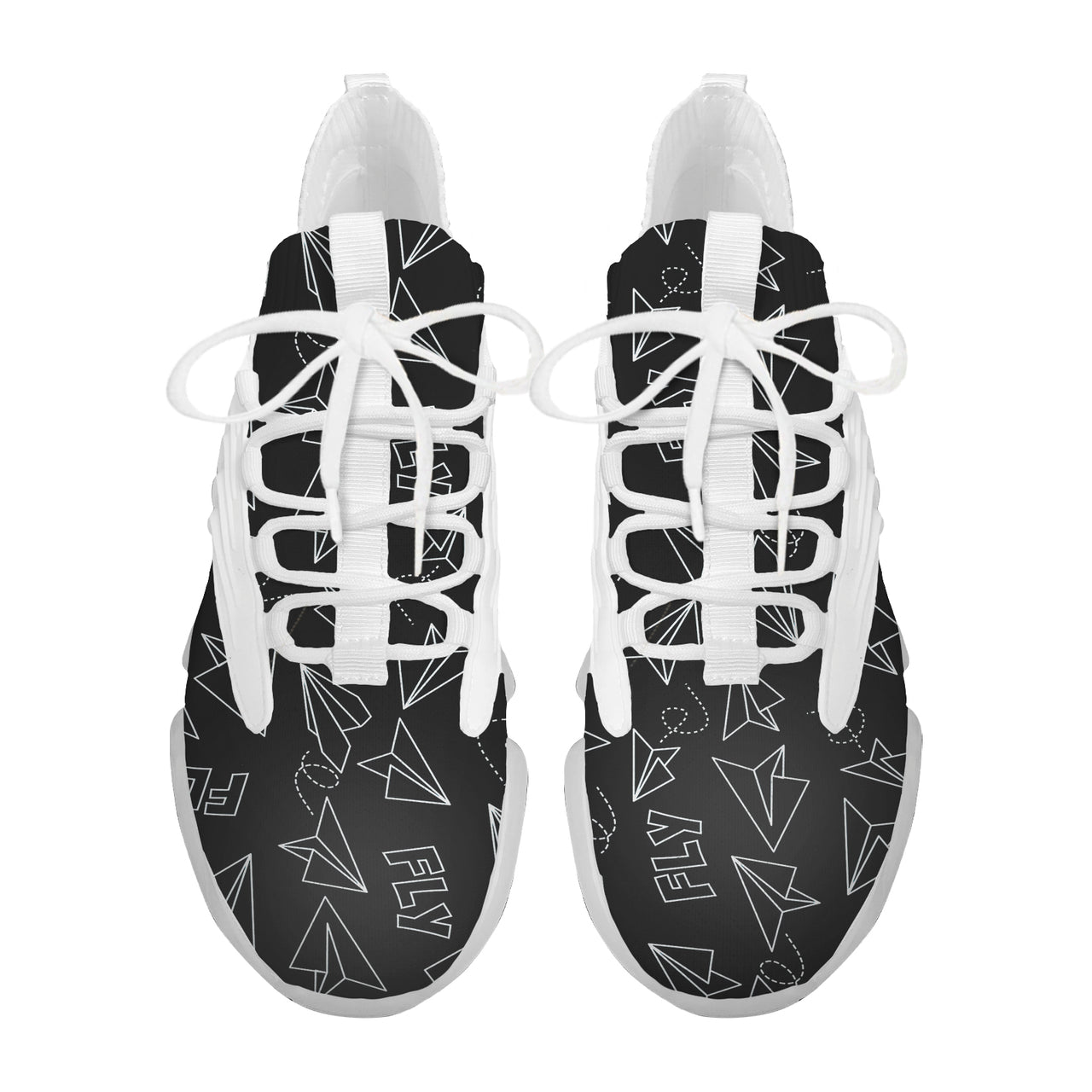 Paper Airplane & Fly Black Designed Fashion Running Shoes