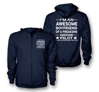 Thumbnail for I am an Awesome Boyfriend Designed Zipped Hoodies