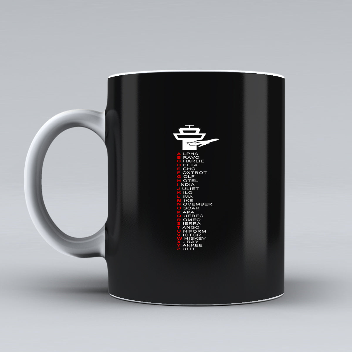 Aviation Alphabet Designed Ceramic White Mugs