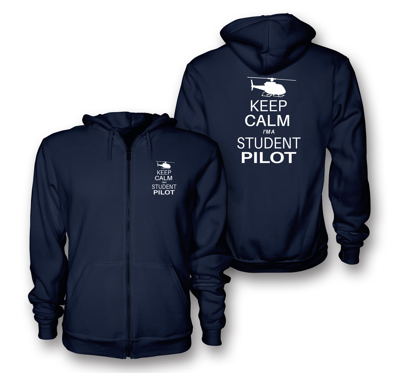 Student Pilot (Helicopter) Designed Zipped Hoodies