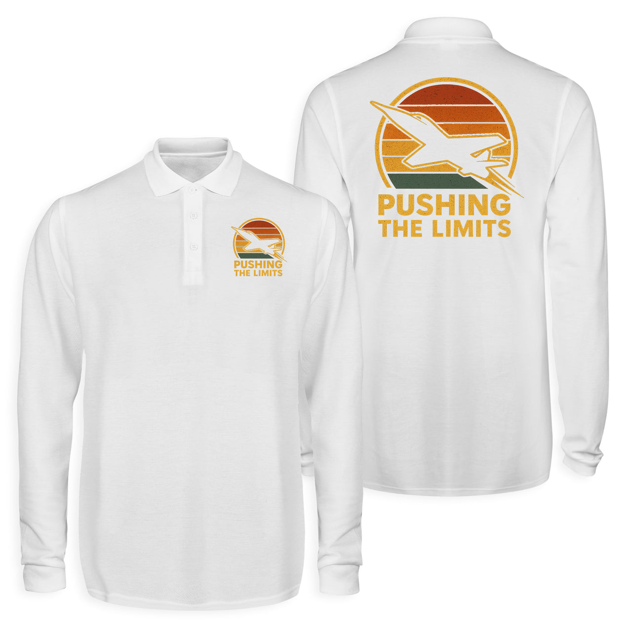 Pushing The Limits Retro Designed Long Sleeve Polo T-Shirts (Double-Side)