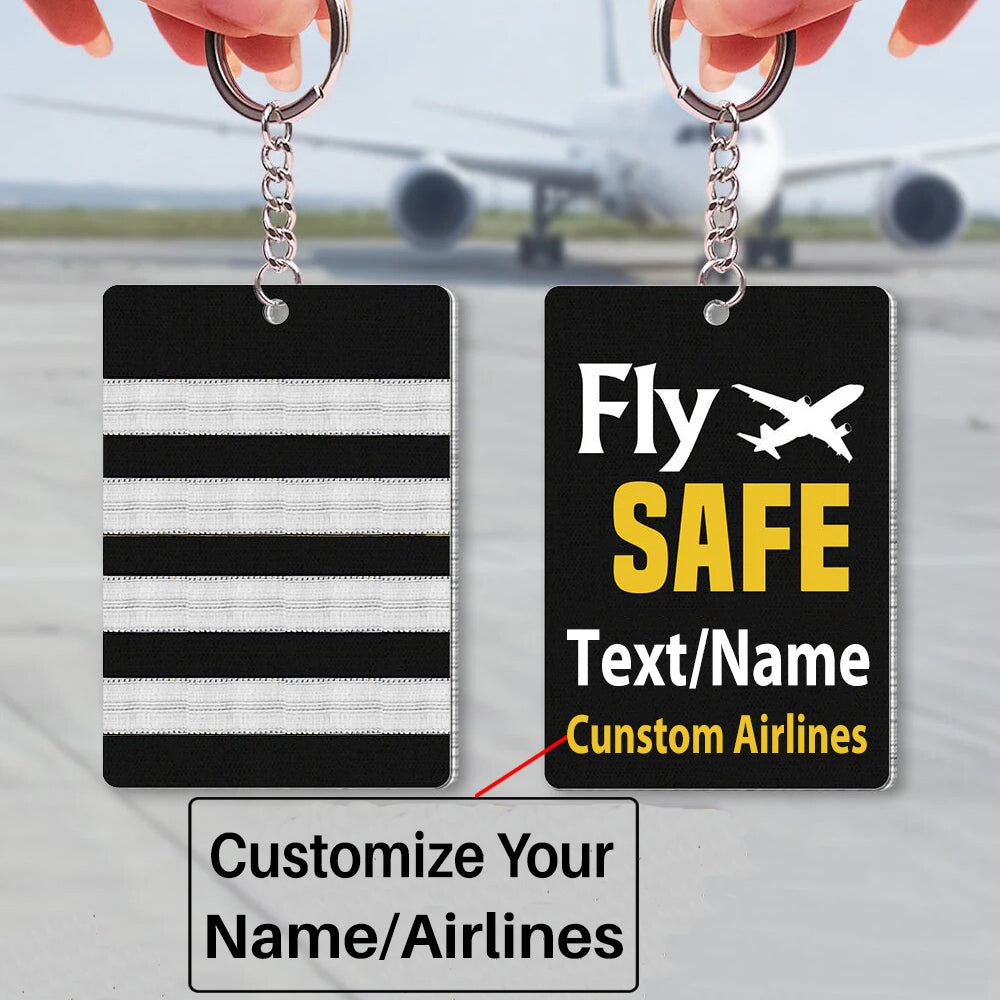 Pilot Epaulette (Silver) & Fly SAFE Uniform Acrylic Keychain