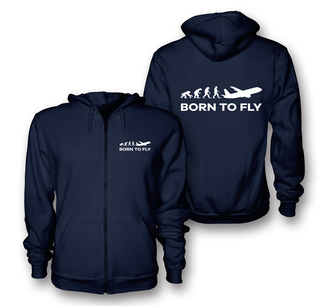 Born To Fly Designed Zipped Hoodies