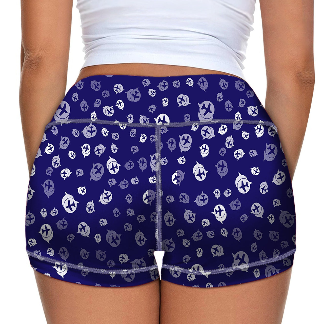 Airplane Notification Theme Designed Women Yoga Shorts Pants