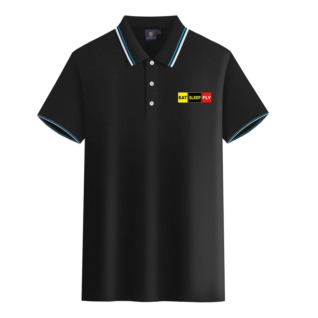 Eat Sleep Fly (Colourful) Designed Stylish Polo T-Shirts