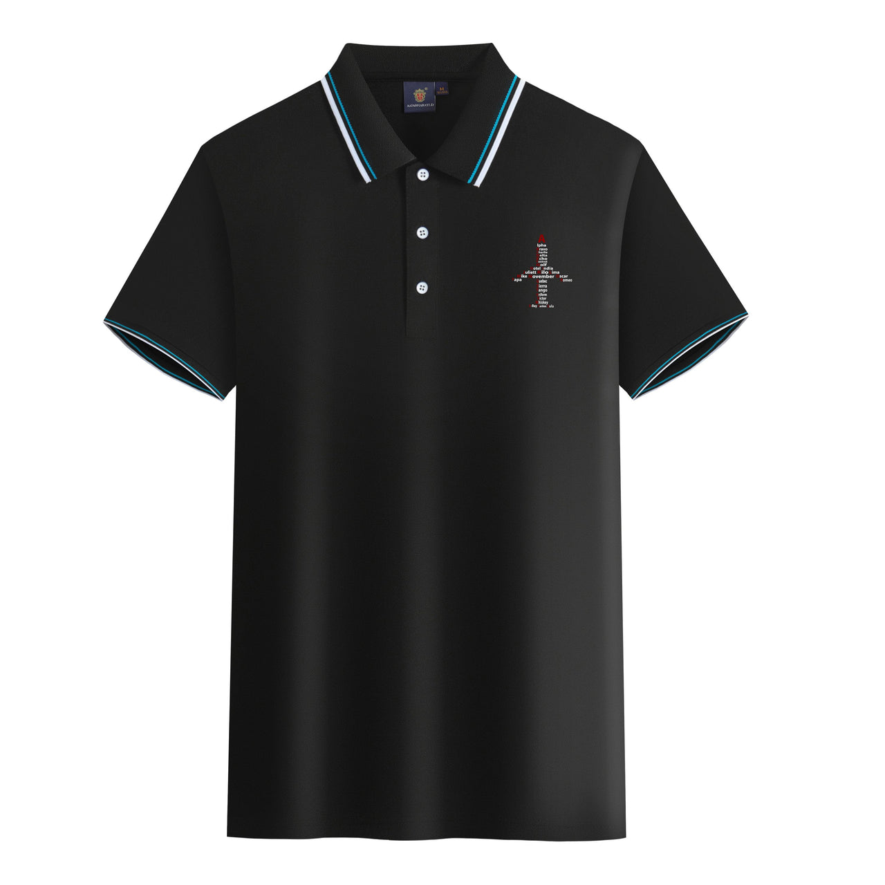 Airplane Shape Aviation Alphabet Designed Stylish Polo T-Shirts