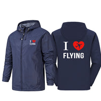 Thumbnail for I Love Flying Designed Rain Jackets & Windbreakers