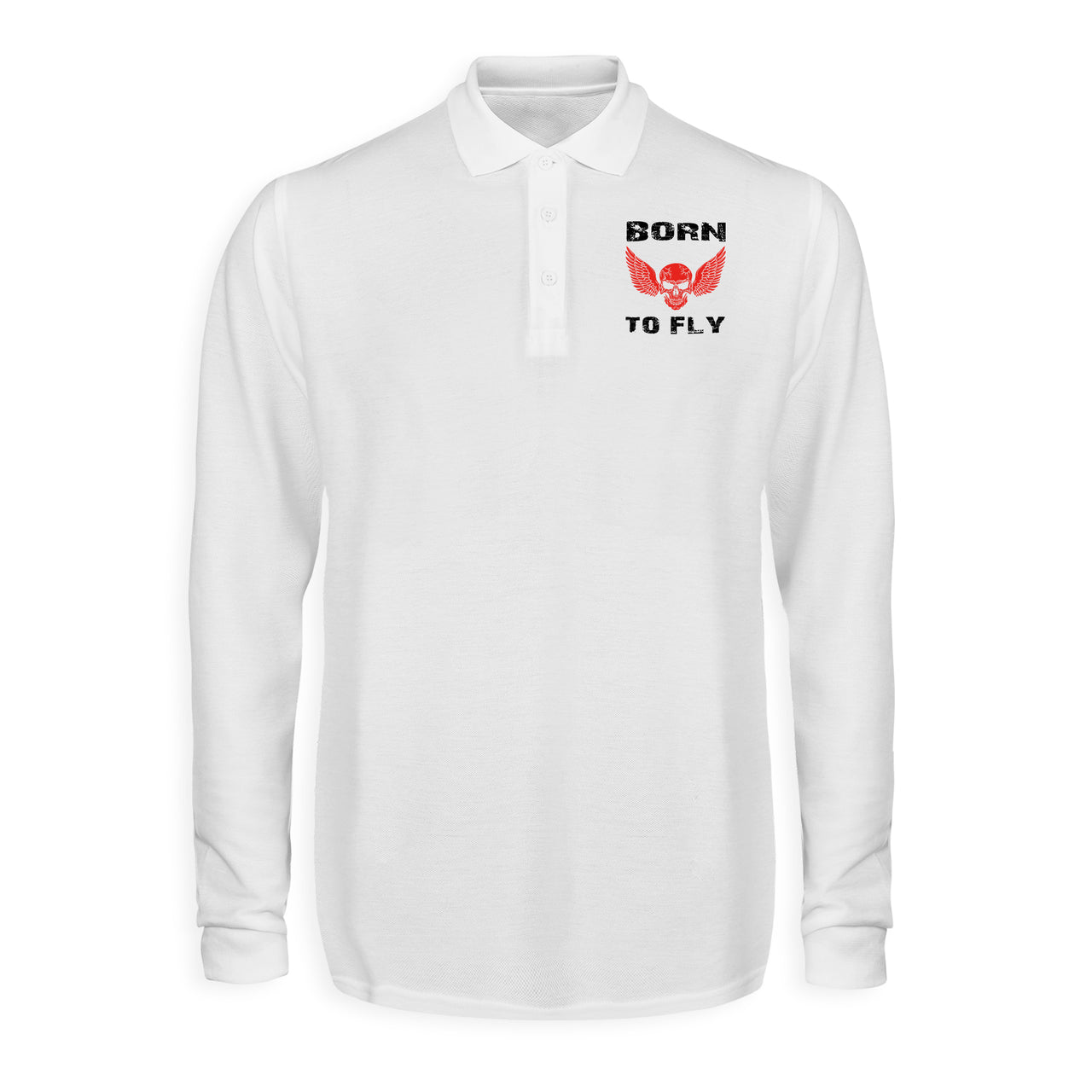 Born To Fly SKELETON Designed Long Sleeve Polo T-Shirts