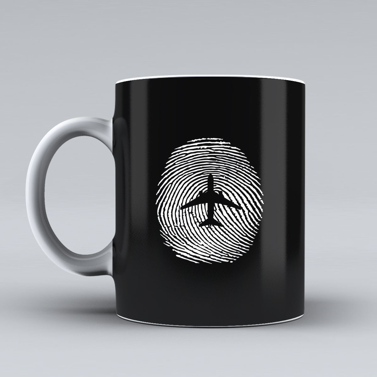 Aviation Finger Print Designed Ceramic White Mugs