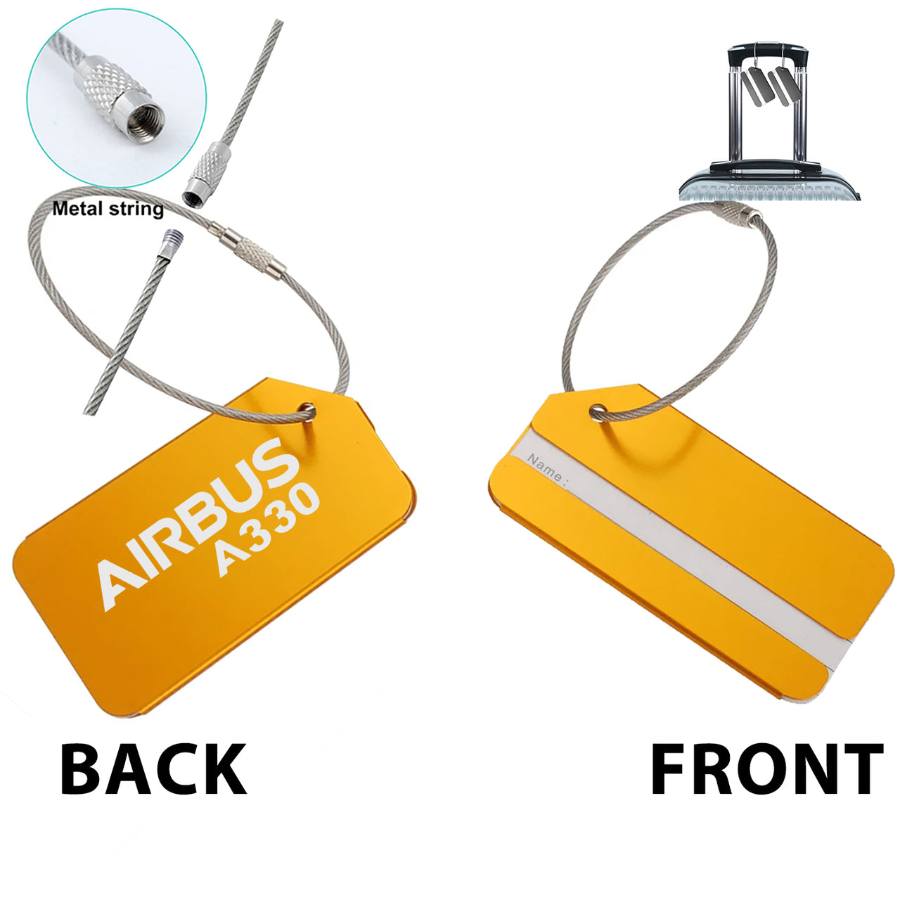 Airbus A330 & Text Designed Fashion Metal Luggage Tags
