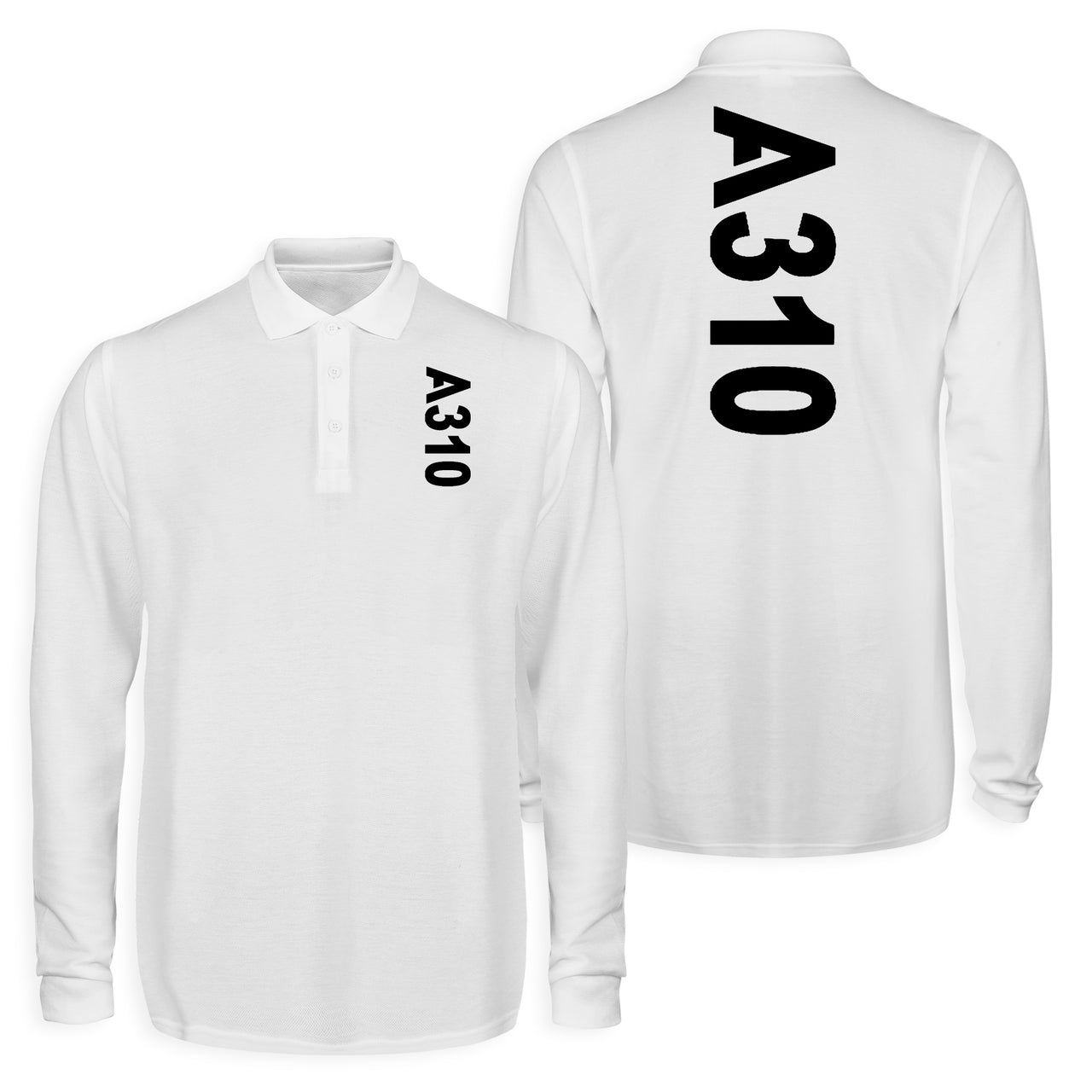 A310 Text Designed Long Sleeve Polo T-Shirts (Double-Side)