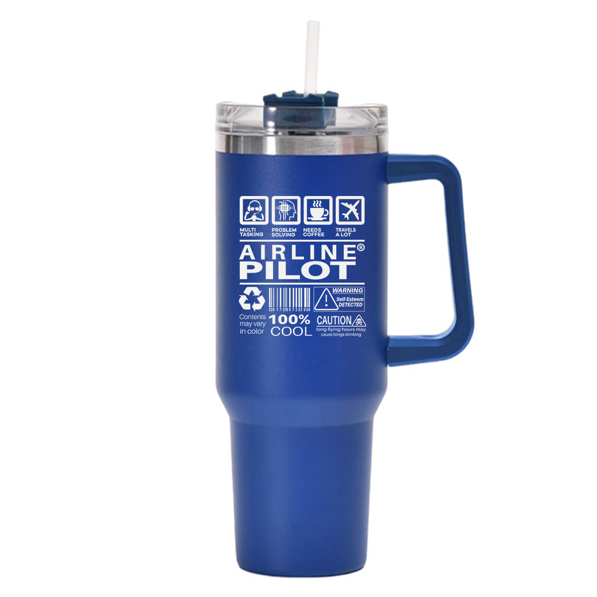 Airline Pilot Label Designed 40oz Stainless Steel Car Mug With Holder