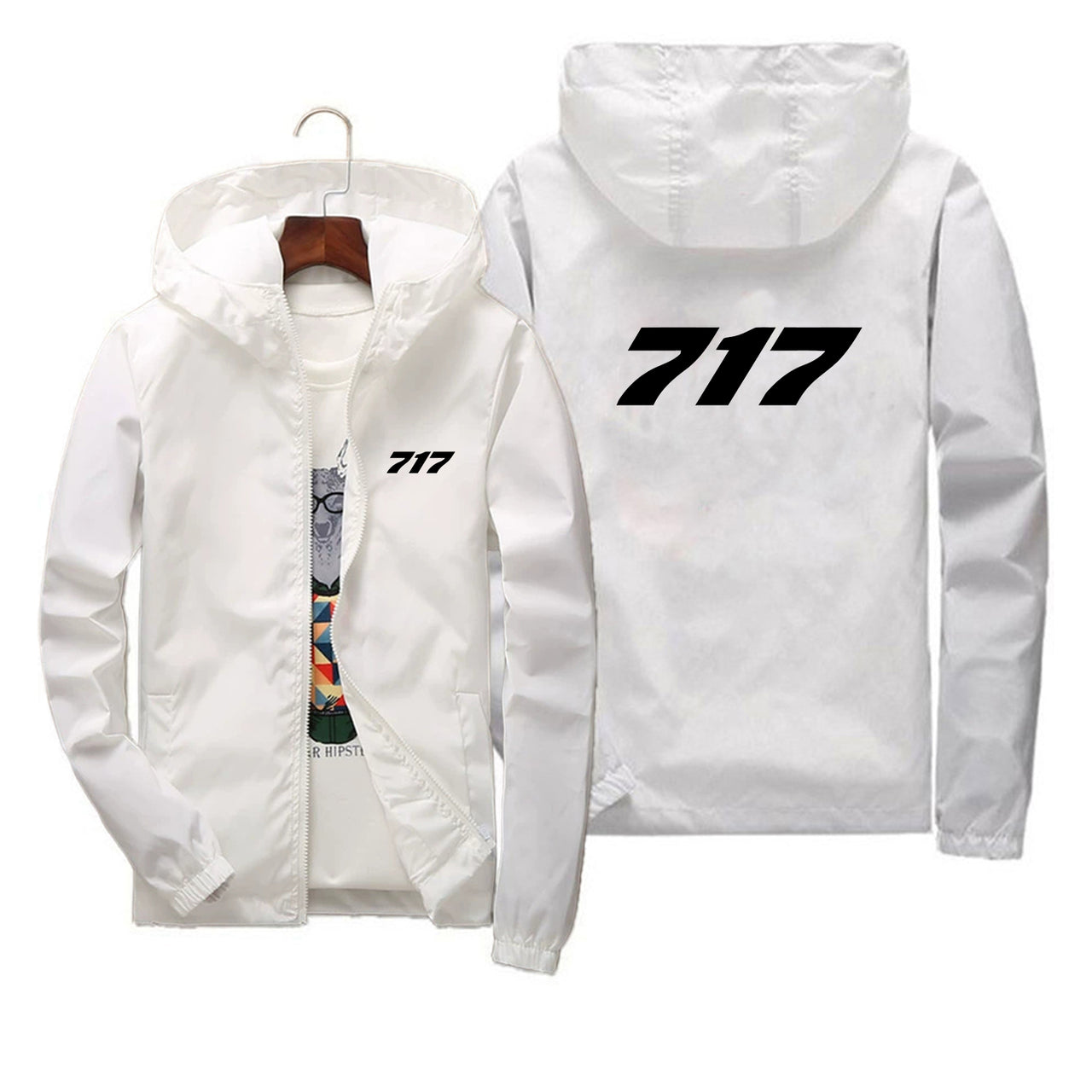 717 Flat Text Designed Thin Windbreaker Jackets