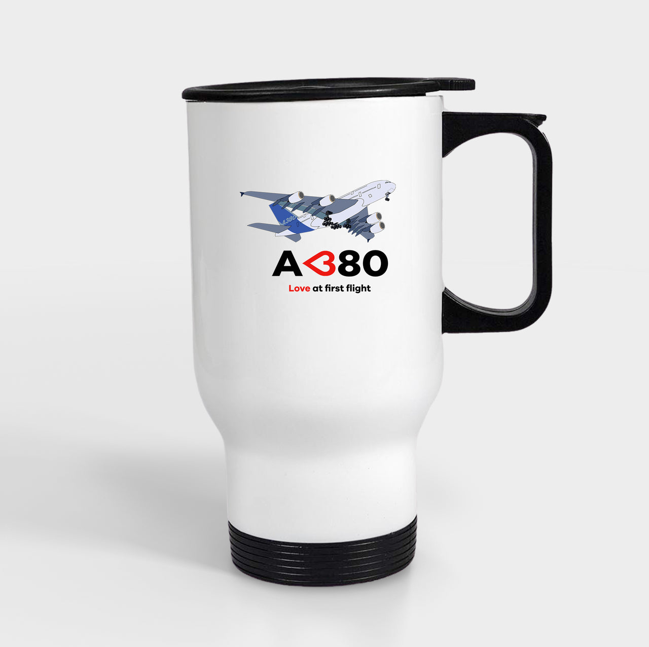Airbus A380 Love at first flight Designed Travel Mugs (With Holder)
