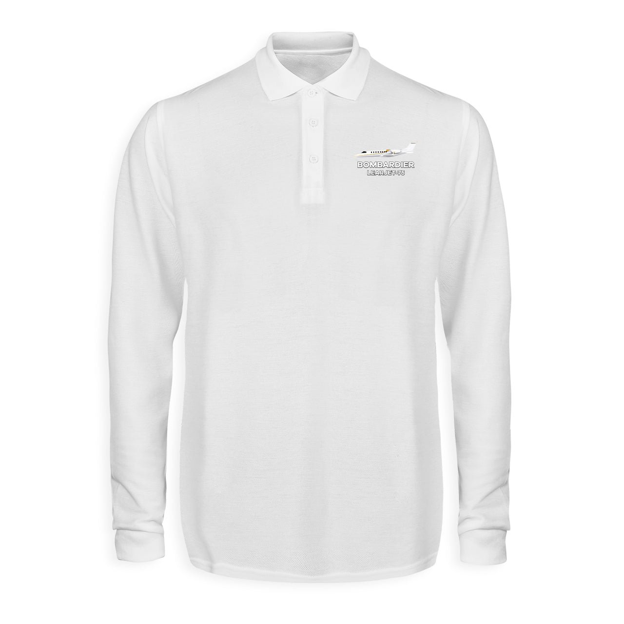 The Bombardier Learjet 75 Designed Long Sleeve Polo T-Shirts