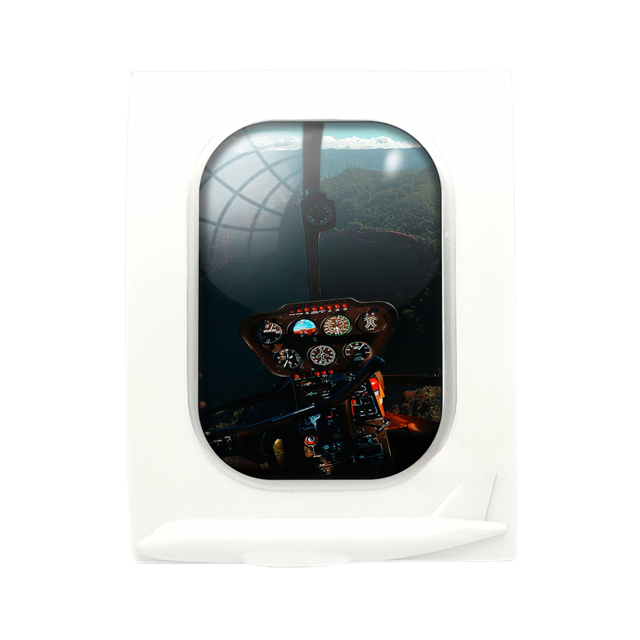 Beautiful Scenary Through Helicopter Cockpit Designed Airplane Window Photo Frame