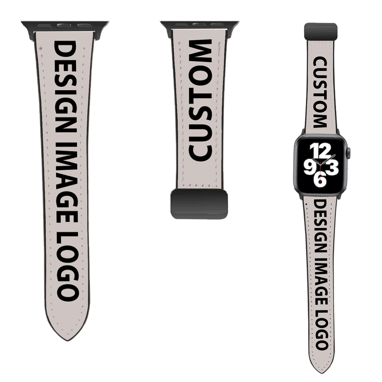CUSTOM  DESIGN IMAGE LOGO Designed Leather Apple Watch Straps