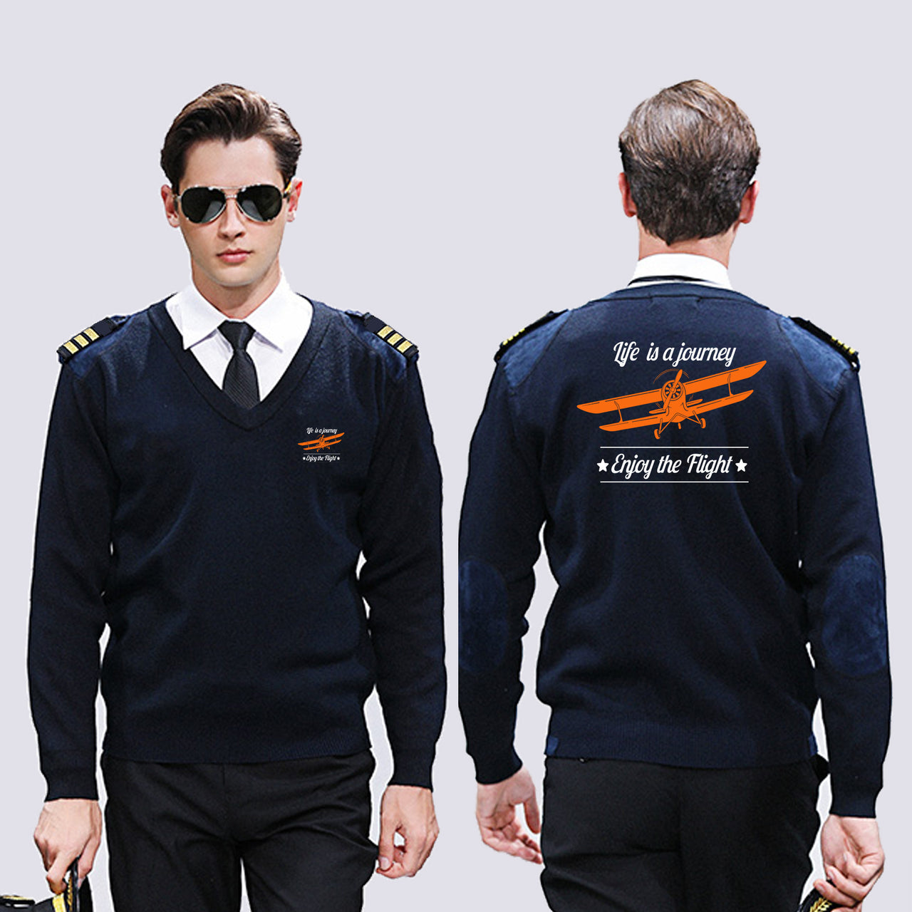 Life is a journey Enjoy the Flight Designed Wool Pilot Sweaters