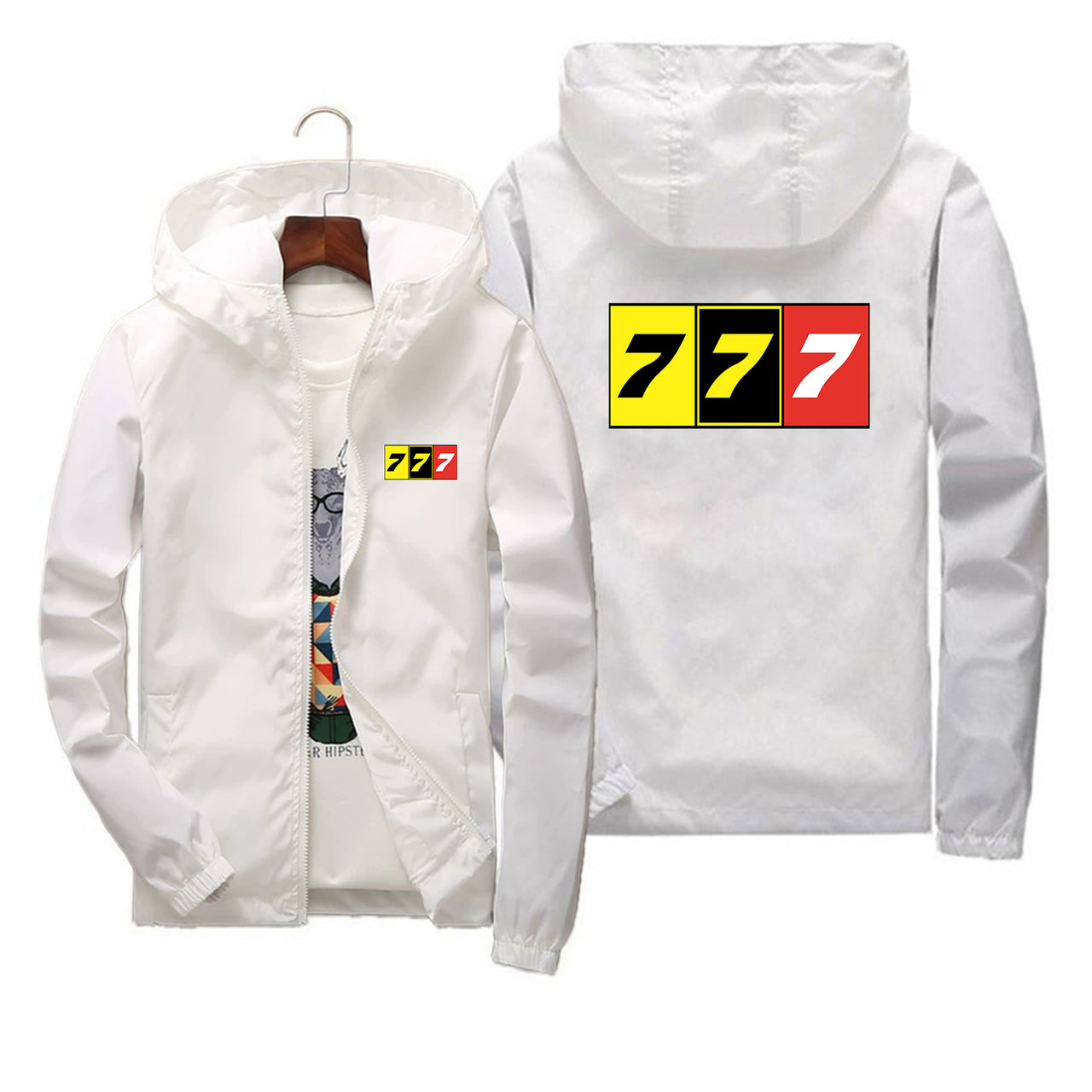 Flat Colourful 777 Designed Thin Windbreaker Jackets