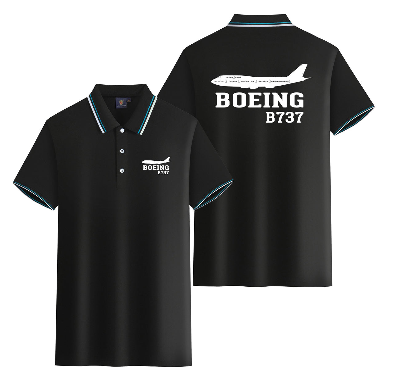 Boeing 737 Printed Designed Stylish Polo T-Shirts (Double-Side)