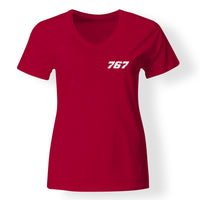 Thumbnail for 767 Flat Text Designed V-Neck T-Shirts