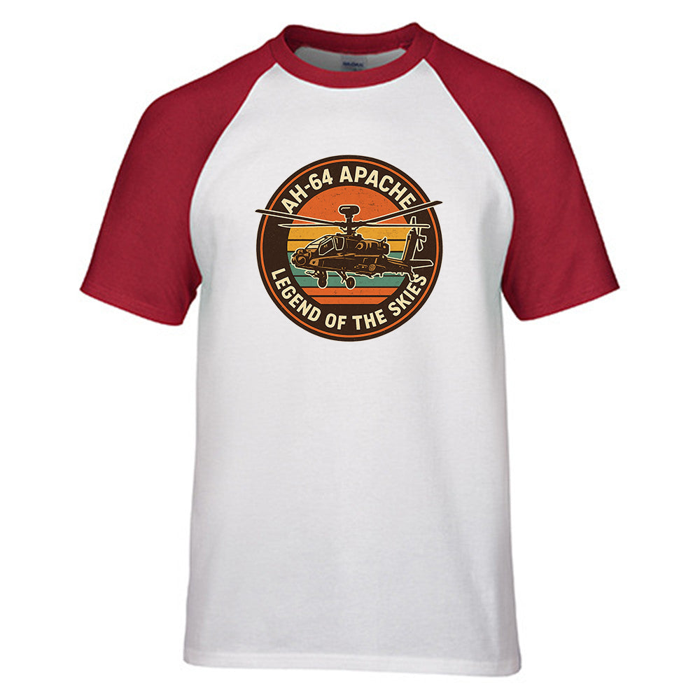 Retro Apache AH-64 Designed Raglan T-Shirts