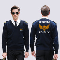 Thumbnail for Born To Fly SKELETON Designed Wool Pilot Sweaters