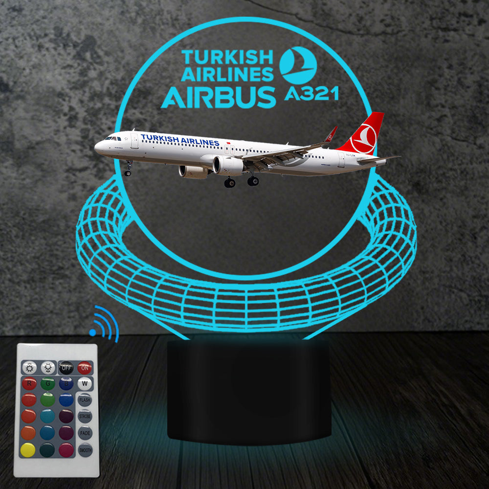Turkish Airlines Airbus A321 Designed 3D Lamp