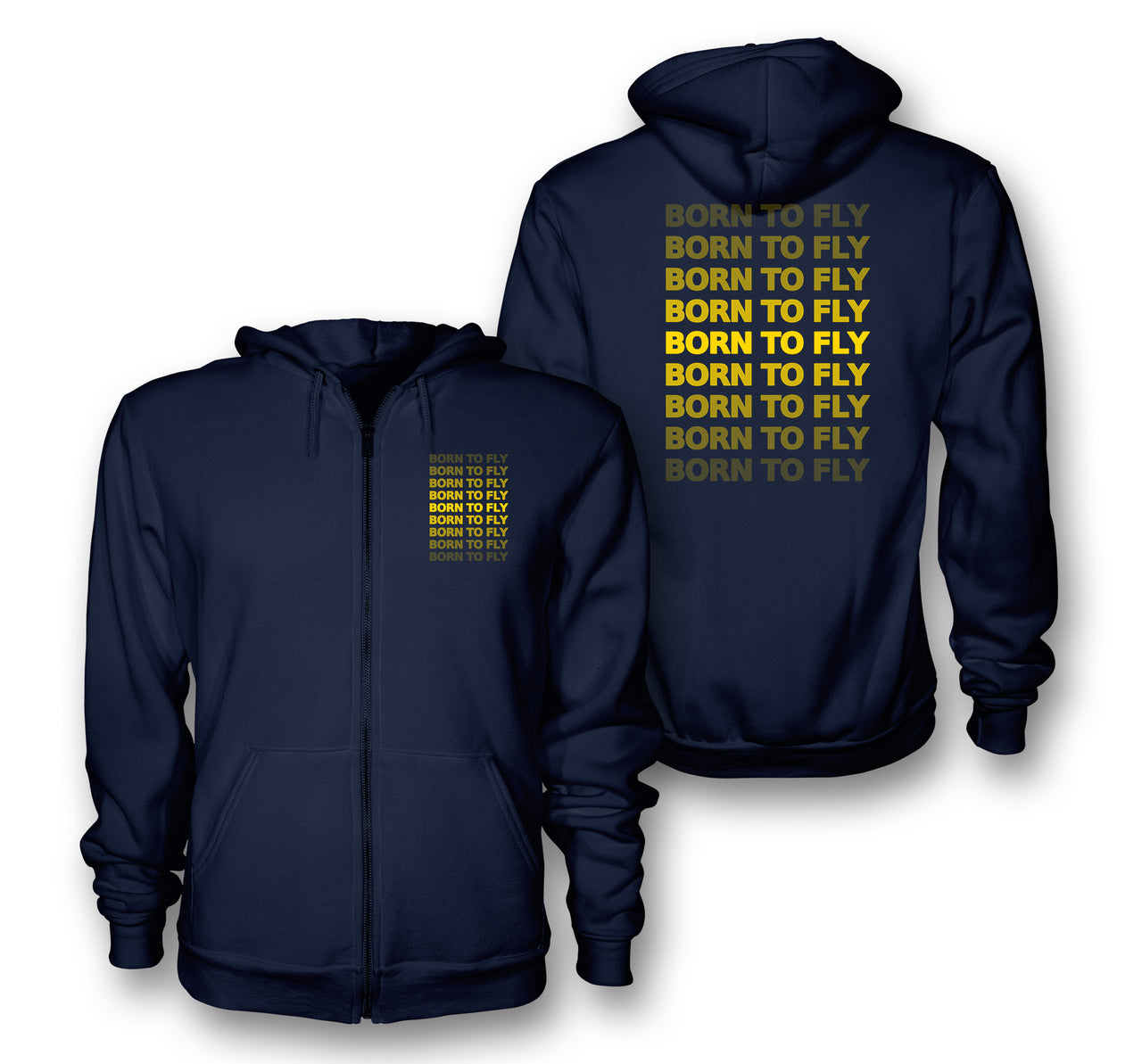 Born To Fly Opacity Designed Zipped Hoodies