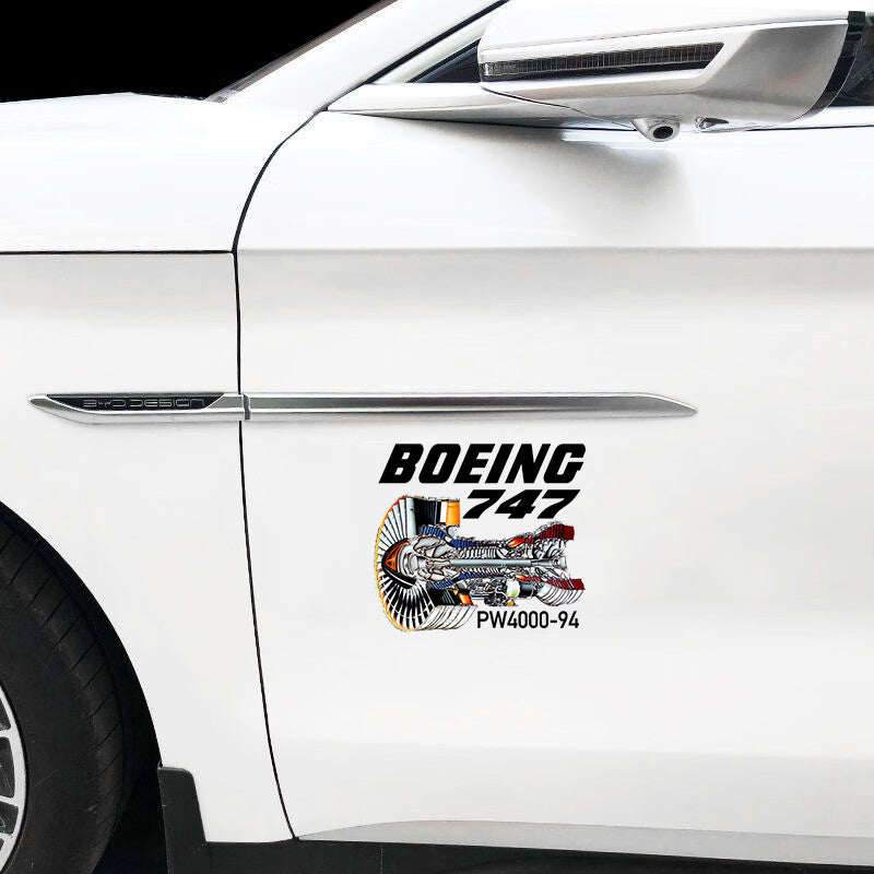 Boeing 747 & PW4000-94 Engine Designed Car Sticker