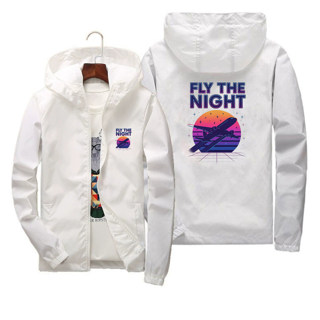 Fly The Night Designed Thin Windbreaker Jackets