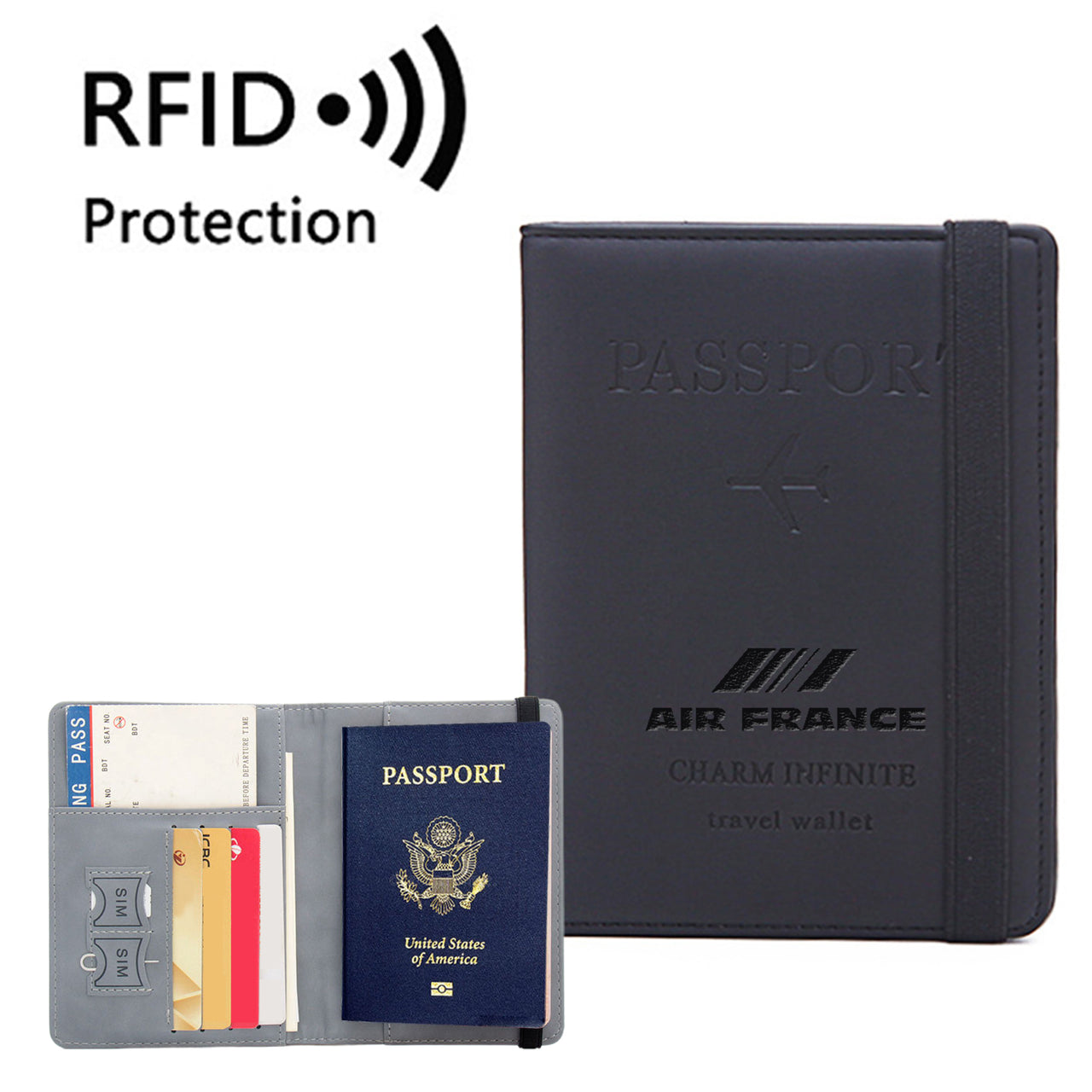 Air France Airlines Designed Passport Cover Travel Wallet Passport Holder
