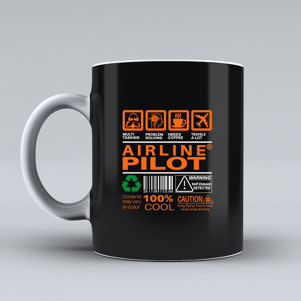 Airline Pilot Label Designed Ceramic White Mugs