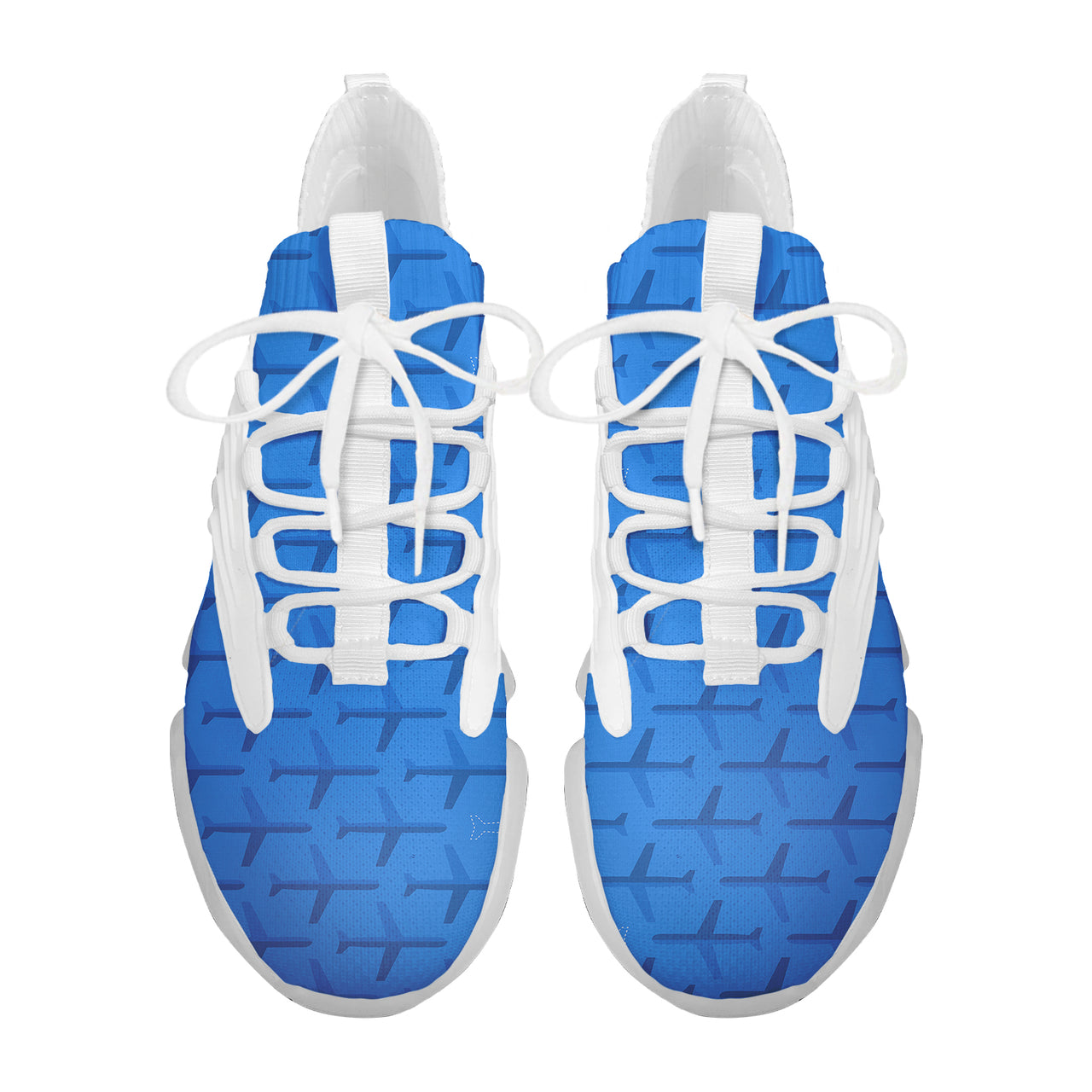 Blue Seamless Airplanes Designed Fashion Running Shoes