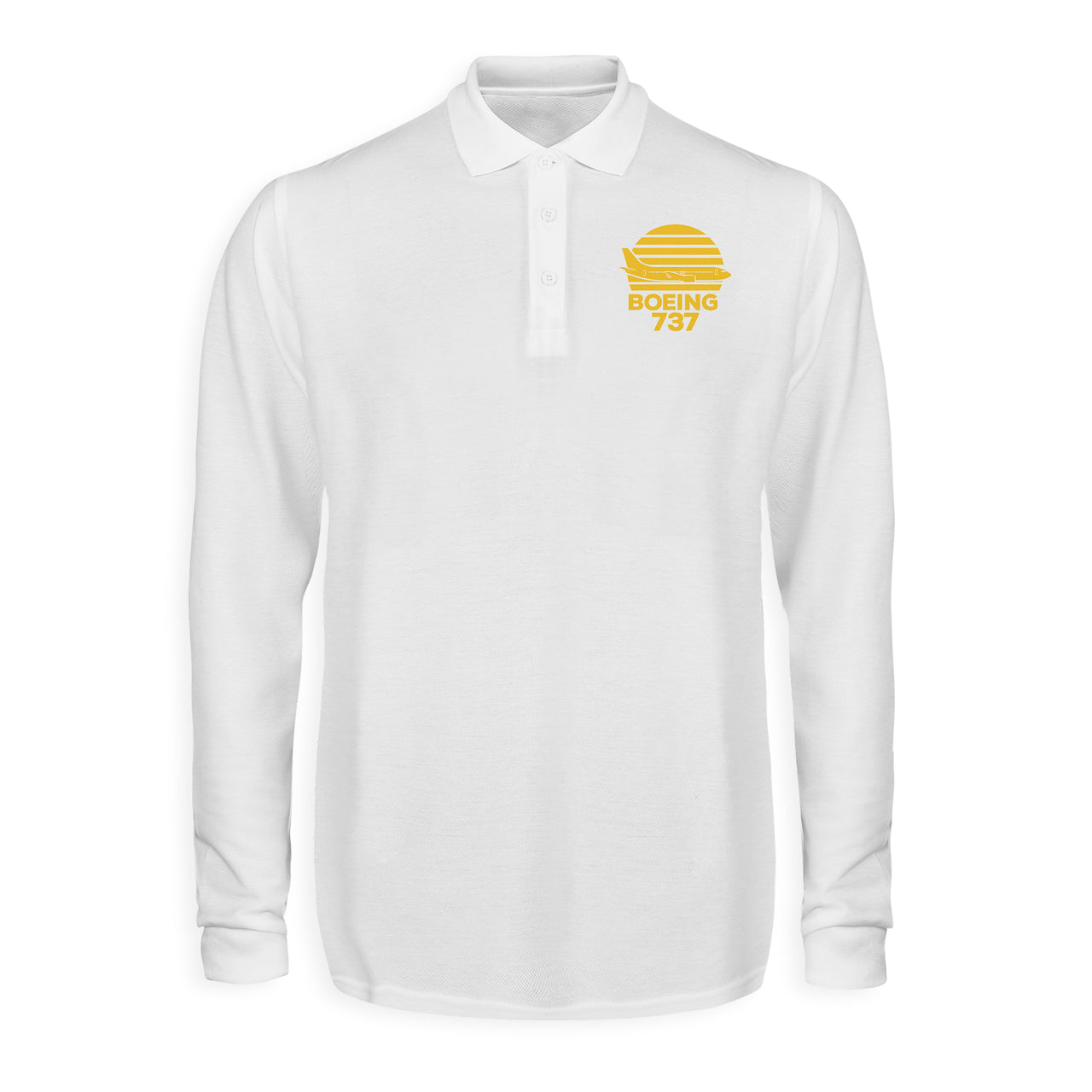 Retro Boeing 737 Designed Long Sleeve Polo T-Shirts