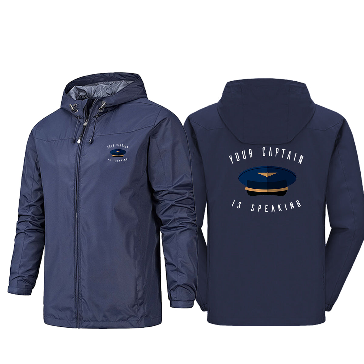 Your Captain Is Speaking Designed Rain Jackets & Windbreakers