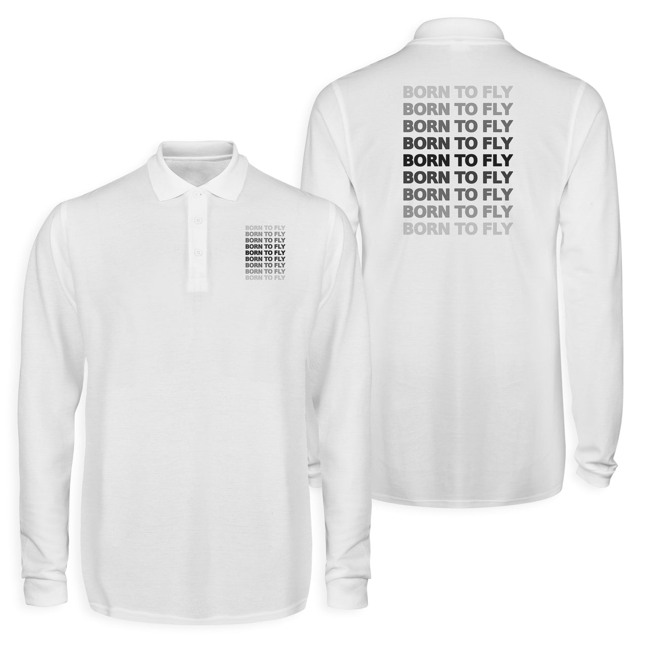 Born To Fly Opacity Designed Long Sleeve Polo T-Shirts (Double-Side)