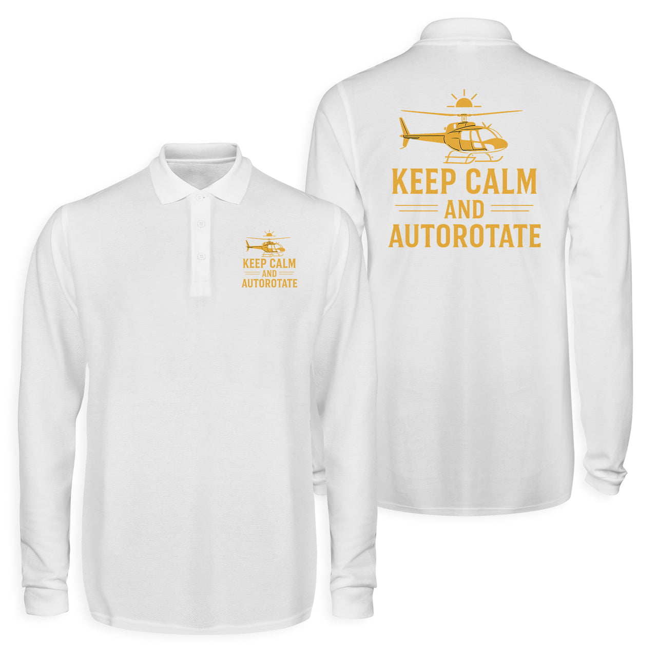 Keep Calm and Autorotate Designed Long Sleeve Polo T-Shirts (Double-Side)