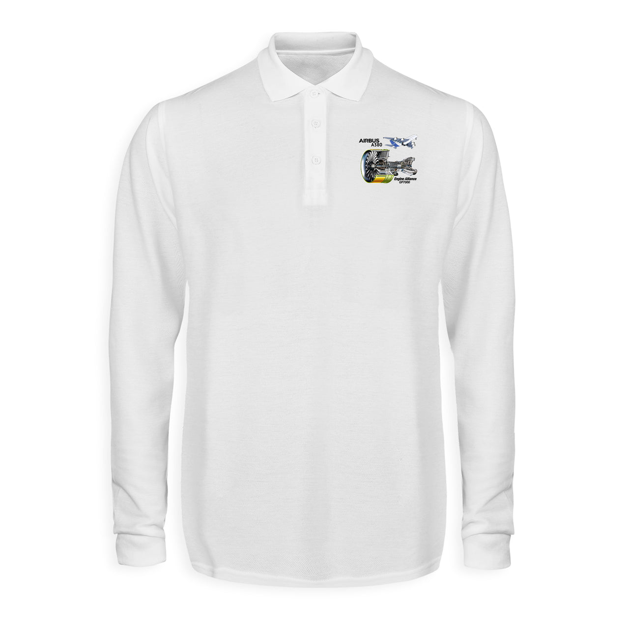 Airbus A380 & GP7000 Engine Designed Long Sleeve Polo T-Shirts