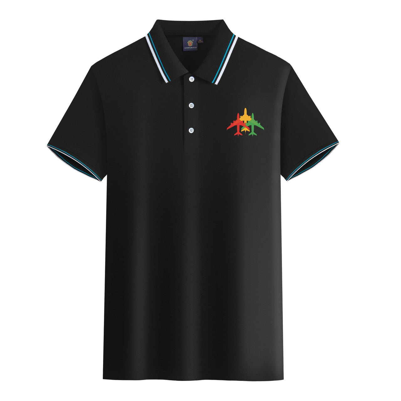 Colourful 3 Airplanes Designed Stylish Polo T-Shirts