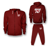 Thumbnail for Amazing Boeing 747 Designed Zipped Hoodies & Sweatpants Set