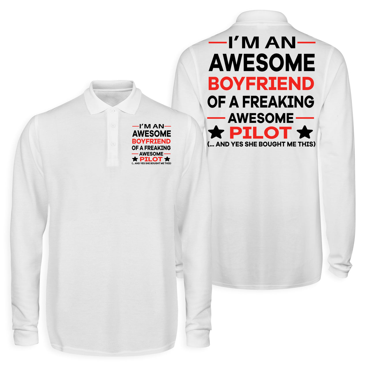 I am an Awesome Boyfriend Designed Long Sleeve Polo T-Shirts (Double-Side)