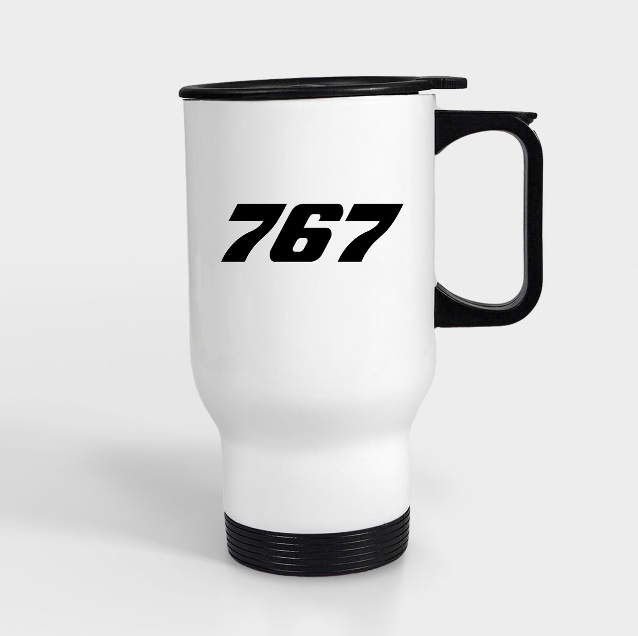 767 Flat Text Designed Travel Mugs (With Holder)